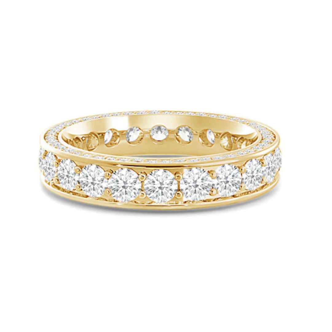 14k Pave Sides Round Diamond Eternity Ring