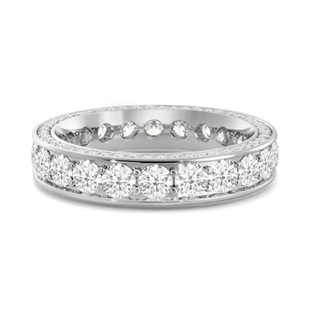 14k Pave Sides Round Diamond Eternity Ring