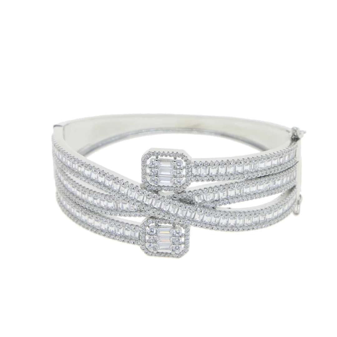 14k Double Baguette Cuff Bangle