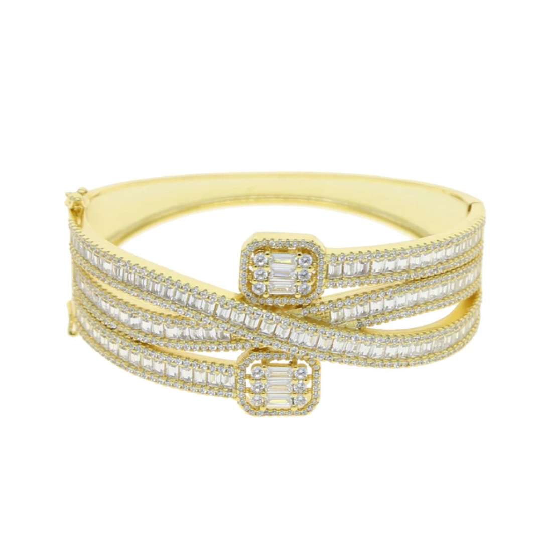 14k Double Baguette Cuff Bangle
