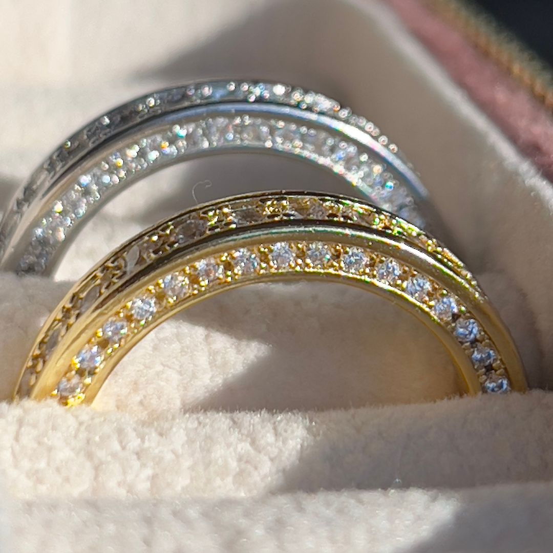 14k Pave Sides Round Diamond Eternity Ring