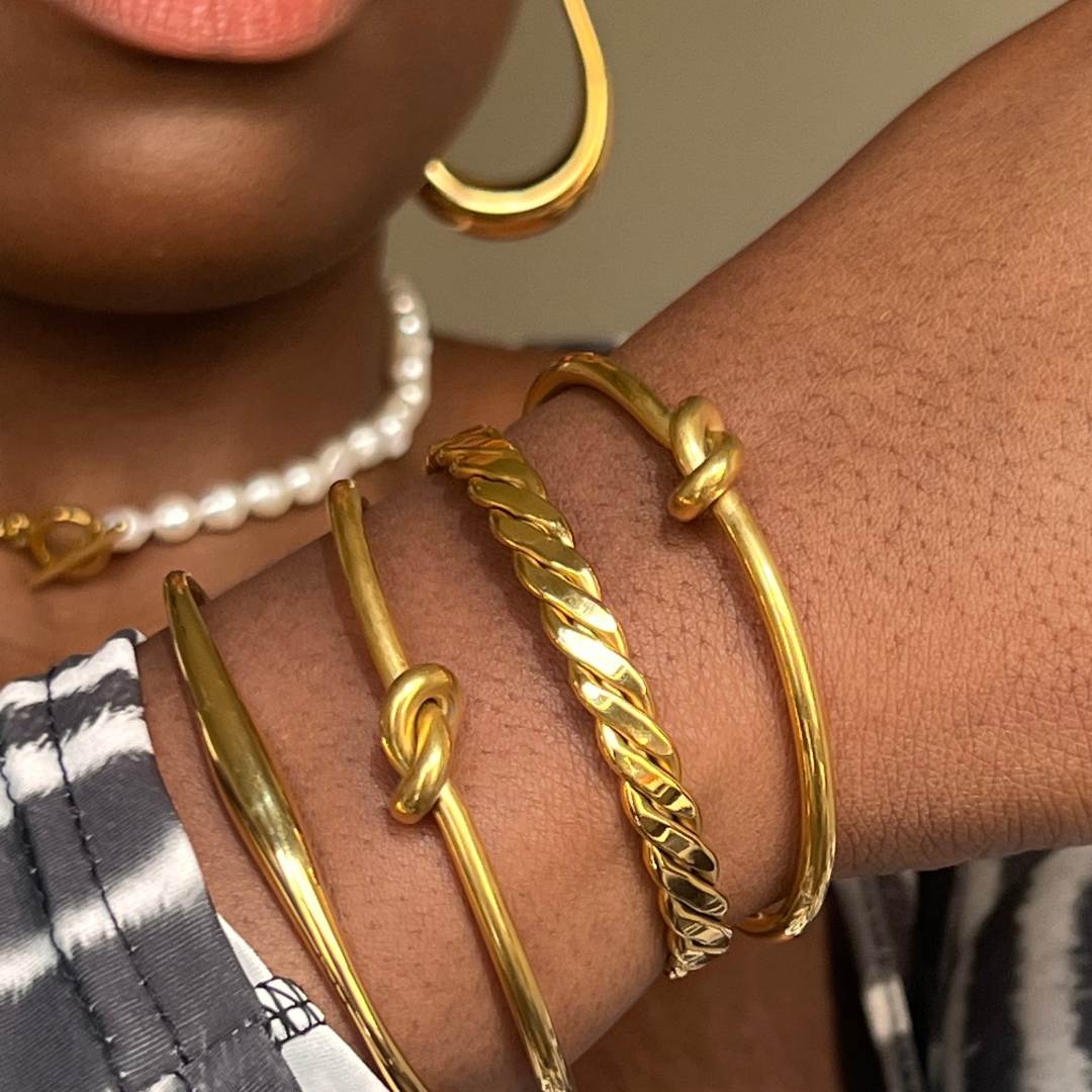 18k Minimalist Braided Cuff Bracelet