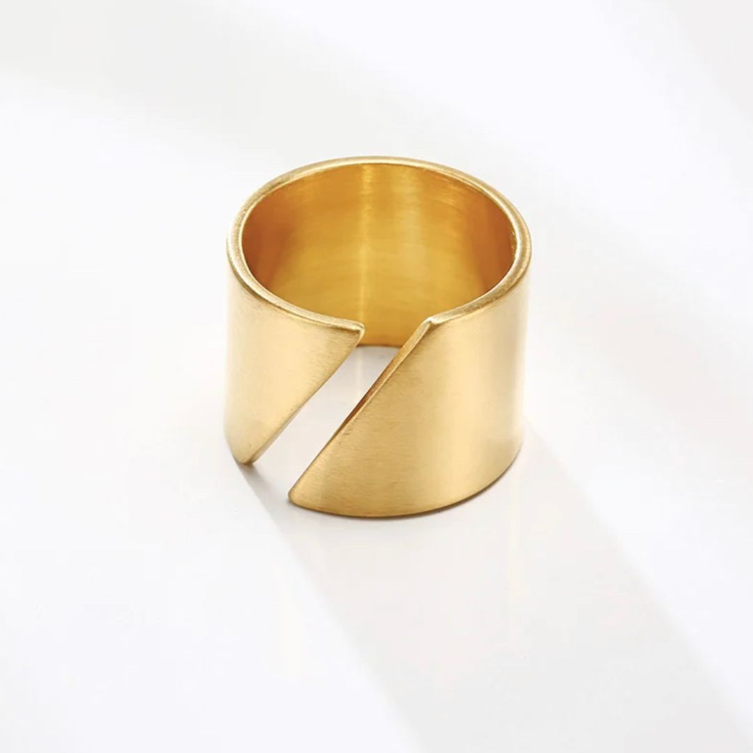 18k Minimalist Slit Block Ring