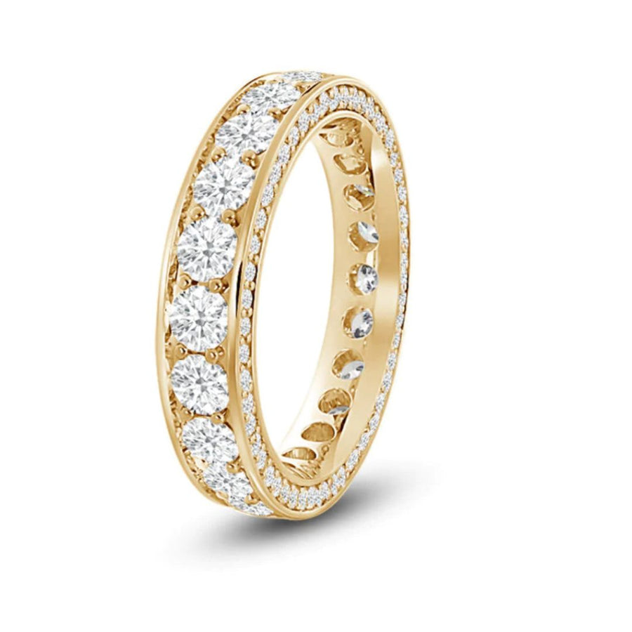 14k Pave Sides Round Diamond Eternity Ring