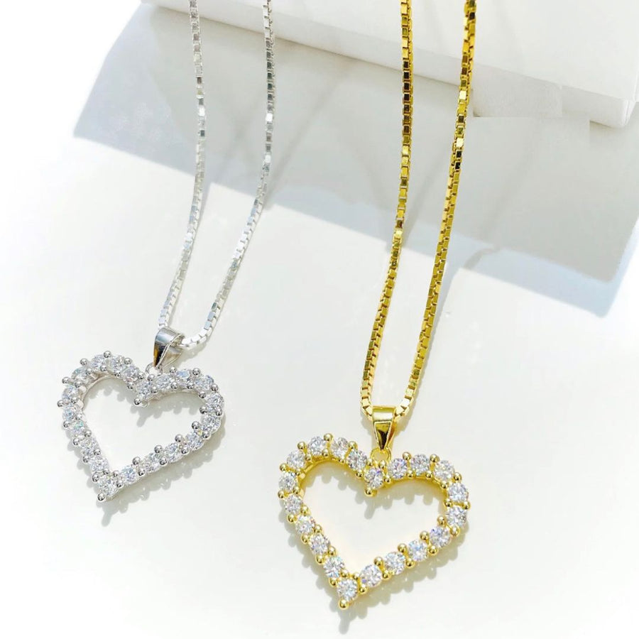 14k Open Heart Pendant Necklace